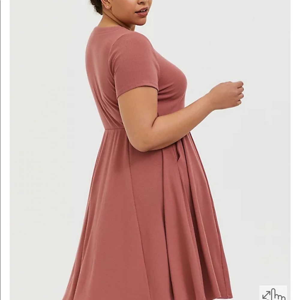 DUSTY ROSE RIB BUTTON DOWN SKATER DRESS